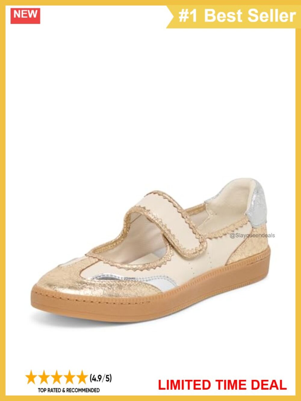 Ballet Flat Round Toe Hook and Loop Canvas Casual Shoe